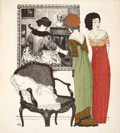 Two Empire Line Dresses from Les Robes de Paul Poiret, pub. 1908 by Paul Iribe