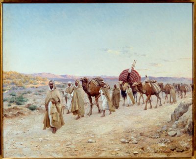 A Caravan in the Desert Near Biskra, Algeria by Paul John Baptiste Lazerges