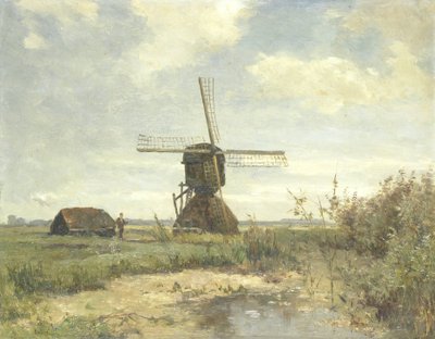 Sunny Day, a Windmill on a Waterway by Paul Joseph Constantin Gabriel