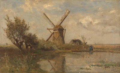 Windmill on a Pond by Paul Joseph Constantin Gabriël (signed by artist)