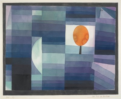The Messenger of Autumn (green/violet gradation with orange accent). 1922 by Paul Klee