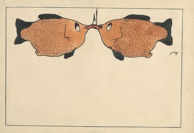 Untitled (Two Fish, a Hook, a Worm). 1901 by Paul Klee