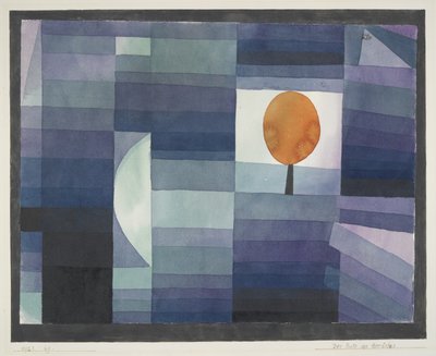 The Harbinger of Autumn Green/Violet Gradation with Orange Accent by Paul Klee
