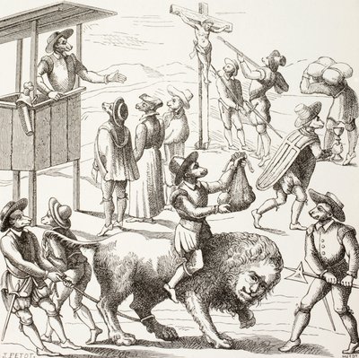 Allegorical Picture of Excesses by the Huguenots by Paul Lacroix
