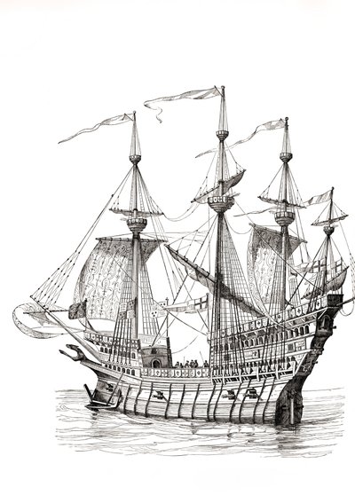 Man-of-War Carrying King Henry VIII to France in 1520 (after a drawing by Holbein) by Paul Lacroix