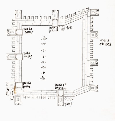 Plan of 13th Century Antioch Showing Its Five Gates (After 13th Century Manuscript) by Paul Lacroix