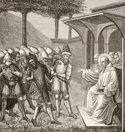 St Benedict of Nursia Reproaches Baduila, King of the Ostrogoths by Paul Lacroix