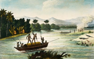 Magdalena River, Colombia, engraving by Paul Legrand from Travels in the Republic of Colombia in the years 1822 and 1823, by Gaspard Theodore Mollien, South America by Paul Legrand