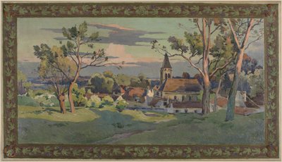Sketch for the Thiais town hall: village with a church by Paul Léon Felix (attr. to) Schmitt