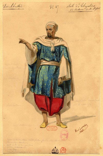 Abayaldos. Costume Design for the Opera Dom Sébastien, Roi de Portugal, 1843 by Paul Lormier