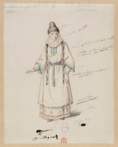 Gounod - The Bloody Nun - Four Costume Designs by Paul Lormier - 2. Bohemian Villager by Paul Lormier