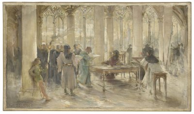 Sketch for the Courtroom of the Paris Commercial Court: The Book of Trades, circa 1891 by Paul Louis Delance
