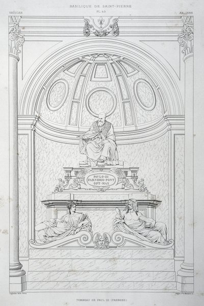 Funeral monument of Pope Paul III, engraving from The Vatican and St Peter