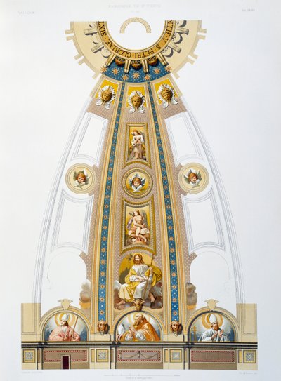 Mosaic Decoration of Great Dome, Chromolithograph from The Vatican and St Peter