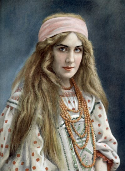 Opera singer Marguerite Carre as Snegourotchka in Snegourotchka, Paris by Paul Nadar