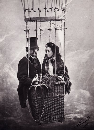 Paul Nadar and His Wife in the Basket of the Balloon (hot air balloon) by Paul Nadar