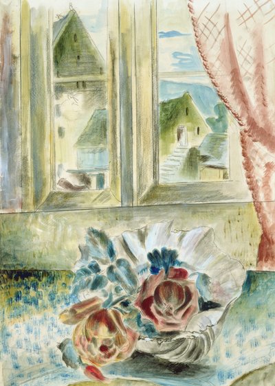 Red Roses in a Shell by Paul Nash
