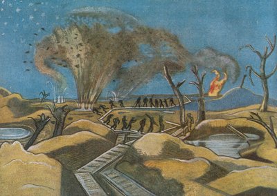 Shelling the Duckboards, from British Artists at the Front, Continuation of The Western Front by Paul Nash