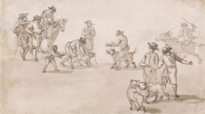 Group of Figures: A Dogfight by Paul Sandby