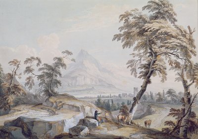 Italianate Landscape with Travellers, no.1 by Paul Sandby
