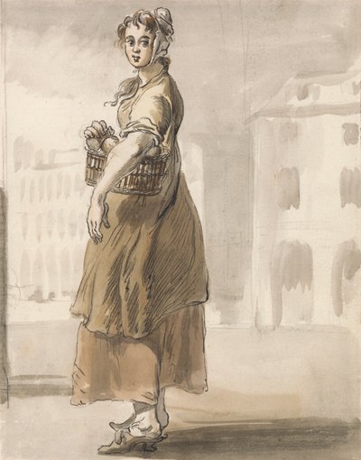 London Cries: A Girl with a Basket of Oranges by Paul Sandby