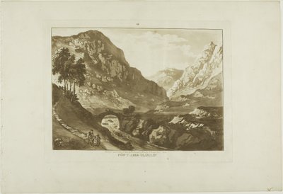 Pont-Aber-Glassin, plate seven from Twelve Views in Wales by Paul Sandby