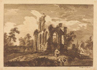 Ruins with Two Women Washing Clothes in a River by Paul Sandby