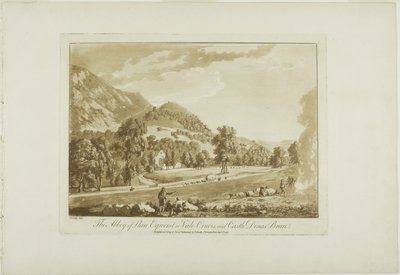 The Abbey of Llan Egnerst or Vale Crucis, and Castle Dinas Bran by Paul Sandby