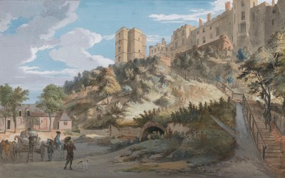 The Hundred Steps and Winchester Tower, Windsor Castle, Berkshire by Paul Sandby