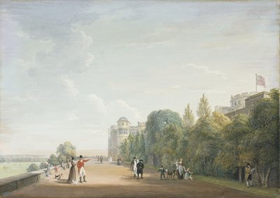 Windsor Castle: The North Terrace Looking East, with Elegant Figures by Paul Sandby
