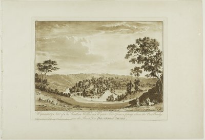 Wynnstay, Seat of Sir Watkin Williams Wynn Bart from a Cottage above the New Bridge over the River Dee, Denbigh Shire by Paul Sandby