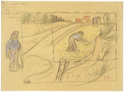 Peasants in a Field (recto); Procession of Breton Women with Study of Two Female Figures (verso) by Paul Sérusier