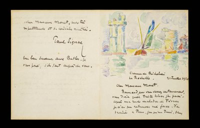 Autograph Letter to Claude Monet by Paul Signac