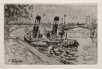 Paris, The Pont des Arts with Tugboats by Paul Signac