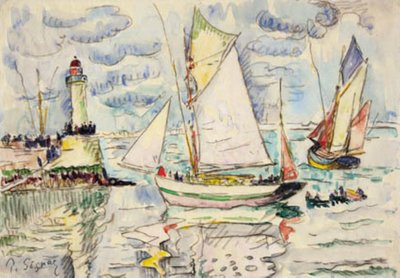 Two Fishing Vessels off the Entrance to Granville Harbor by Paul Signac