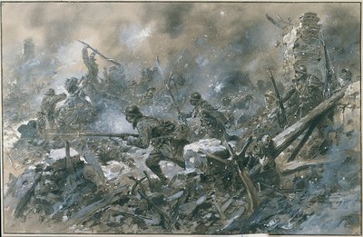 First World War: A Counter Attack in the Village of Vaux in 1916 on the Front of Verdun by Paul Thiriat