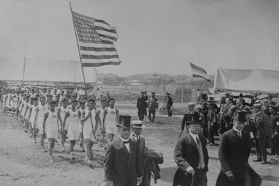 American & Filipino Athletes March Behind Japanese Dignitaries, at the Far Eastern Championship Games by Paul Thompson