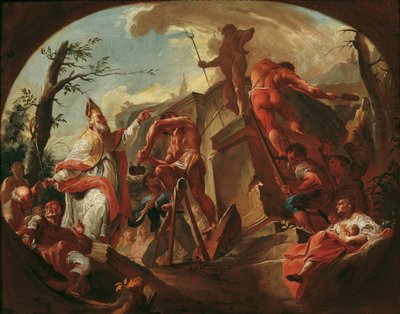 Saint Cassian of Imola Topples the Statue of Pluto at Säben by Paul Troger