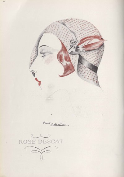 Rose Descat Hat, End 1920s by Paul Valentin