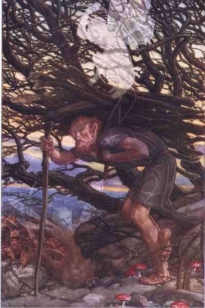 And yet I needs must curse, illustration from The Tempest, 1908 by Paul Vincent Woodroffe