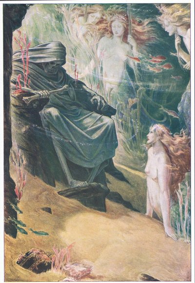 Full fathom five thy father lies: of his bones are coral made, illustration from The Tempest, 1908 by Paul Vincent Woodroffe