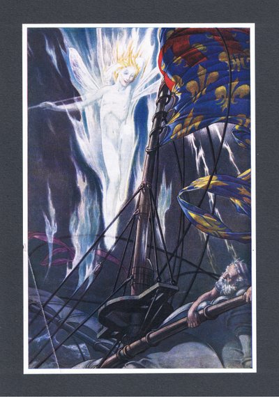 On the topmost, the yards and the bowsprit, would I flame distinctly, illustration from The Tempest, 1908 by Paul Vincent Woodroffe
