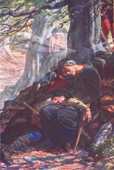 While you do here snoring lie, illustration from The Tempest, 1908 by Paul Vincent Woodroffe