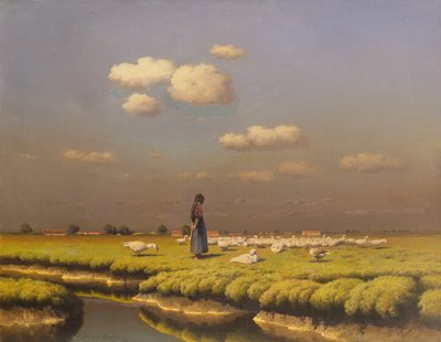 Landscape with Goose Girl by Paul Wilhelm Keller Reutlingen