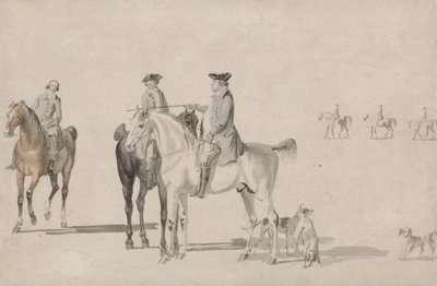 The Duke of Cumberland with a Gentleman and a Groom, all Mounted, and Dogs by Paul and Thomas  Sandby