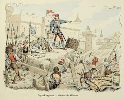 Illustration from the Book Histoire du Chevalier Bayard by Theodore Cahu, Illustrated by Paul De Semant: Bayard Organizes the Defense of Mezieres 1521 by Paul de Semant