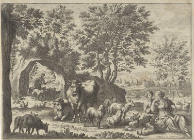 Shepherd and Shepherdess with a Flock by Paul van Somer (II)