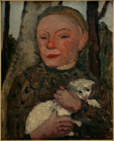 Girl with Lamb (Bust of a Girl with Lamb in Arm) by Paula Modersohn Becker