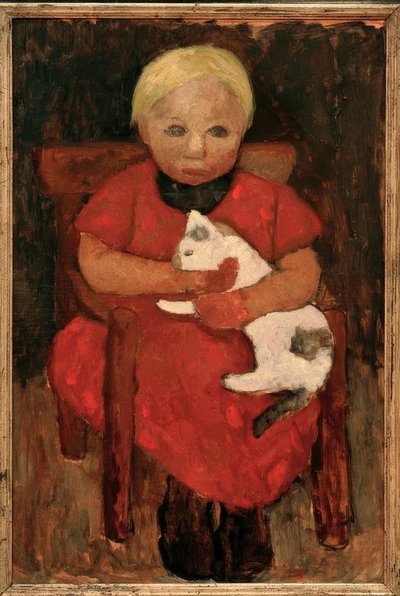 Seated Peasant Child with Cat by Paula Modersohn Becker