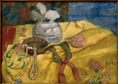 Still Life with Yellow Cloth and Ginger Pot with Flowers by Paula Modersohn Becker